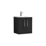 Nuie Arno Wall Hung vanity unit with Curved basin - 500mm (2 Doors) Charcoal Black