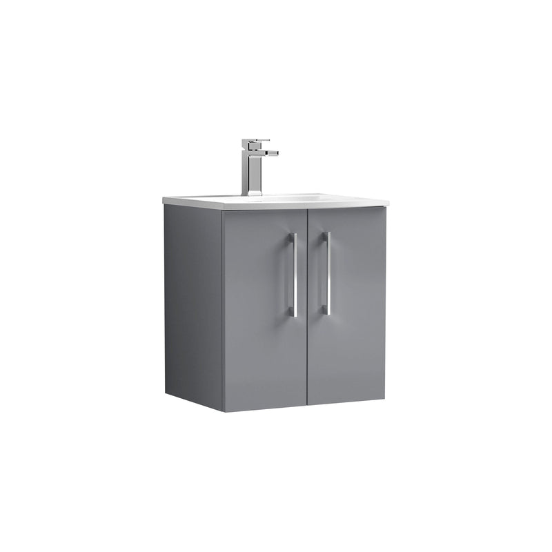 Nuie Arno Wall Hung vanity unit with Curved basin - 500mm (2 Doors) Satin Grey
