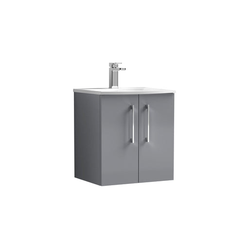 Nuie Arno Wall Hung vanity unit with Curved basin - 500mm (2 Doors) Satin Grey