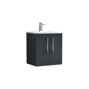 Nuie Arno Wall Hung vanity unit with Curved basin - 500mm (2 Doors) Soft Black
