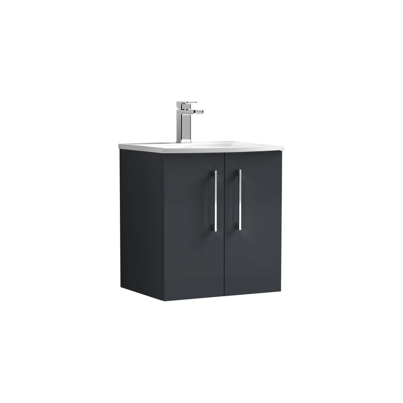 Nuie Arno Wall Hung vanity unit with Curved basin - 500mm (2 Doors) Soft Black
