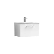 Nuie Arno Wall Hung vanity unit with Curved basin - 600mm (1 Drawer) Gloss White