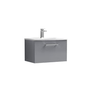 Nuie Arno Wall Hung vanity unit with Curved basin - 600mm (1 Drawer) Satin Grey