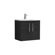 Nuie Arno Wall Hung vanity unit with Curved basin - 600mm (2 Doors) Charcoal Black