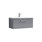 Nuie Arno Wall Hung vanity unit with Curved basin - 800mm (1 Drawer) Satin Grey