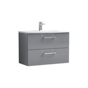 Nuie Arno Wall Hung vanity unit with Curved basin - 800mm (2 Drawers) Satin Grey