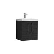 Nuie Arno Wall Hung vanity unit with Mid-Edge basin - 500mm (2 Doors) Charcoal Black