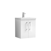 Nuie Arno Wall Hung vanity unit with Mid-Edge basin - 500mm (2 Doors) Gloss White
