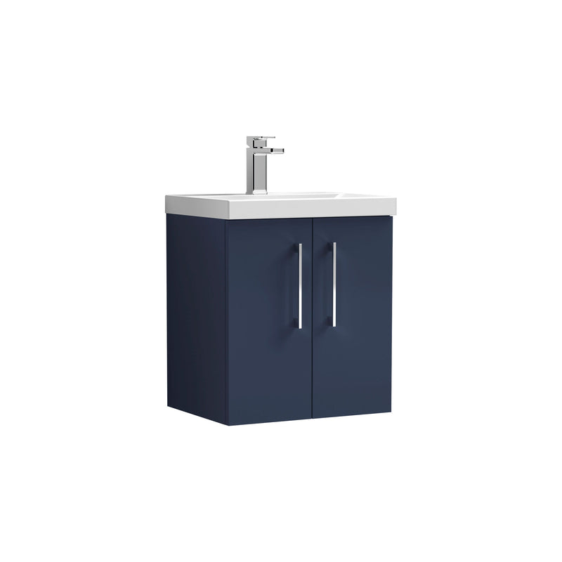 Nuie Arno Wall Hung vanity unit with Mid-Edge basin - 500mm (2 Doors) Midnight Blue