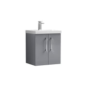 Nuie Arno Wall Hung vanity unit with Mid-Edge basin - 500mm (2 Doors) Satin Grey