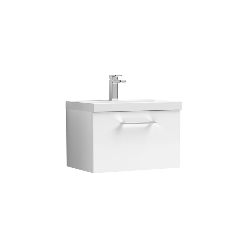Nuie Arno Wall Hung vanity unit with Mid-Edge basin - 600mm (1 Drawer) Gloss White