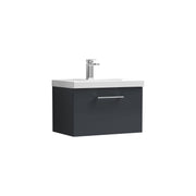 Nuie Arno Wall Hung vanity unit with Mid-Edge basin - 600mm (1 Drawer) Soft Black