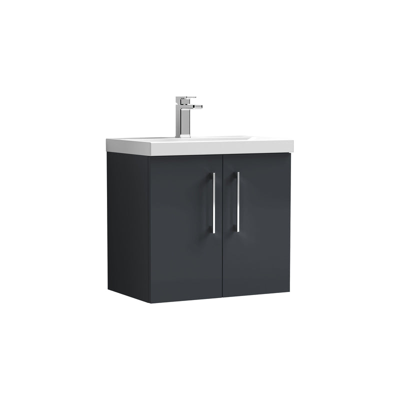 Nuie Arno Wall Hung vanity unit with Mid-Edge basin - 600mm (2 Doors) Soft Black