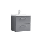 Nuie Arno Wall Hung vanity unit with Mid-Edge basin - 600mm (2 Drawers) Satin Grey