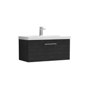 Nuie Arno Wall Hung vanity unit with Mid-Edge basin - 800mm (1 Drawer) Charcoal Black