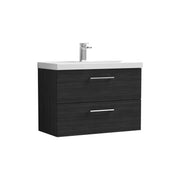 Nuie Arno Wall Hung vanity unit with Mid-Edge basin - 800mm (2 Drawers) Charcoal Black