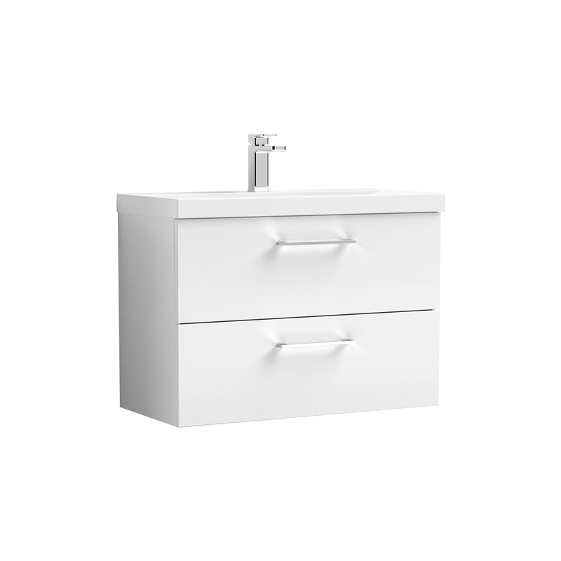 Nuie Arno Wall Hung vanity unit with Mid-Edge basin - 800mm (2 Drawers) Gloss White