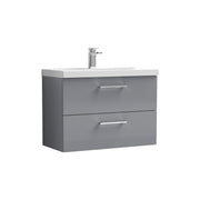 Nuie Arno Wall Hung vanity unit with Mid-Edge basin - 800mm (2 Drawers) Satin Grey