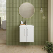 Nuie Arno Wall Hung vanity unit with Mid-Edge basin - bathroom lifestyle setting