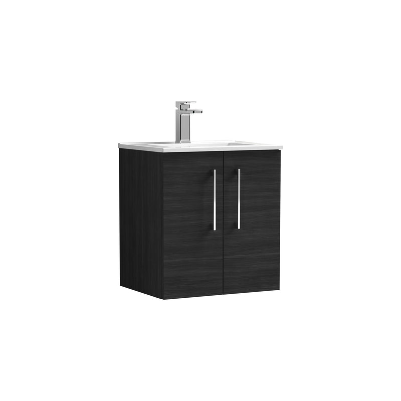 Nuie Arno Wall Hung vanity unit with Minimalist basin - 500mm (2 Doors) Charcoal Black