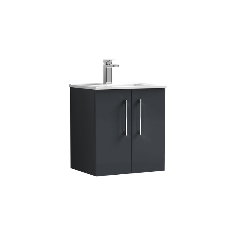 Nuie Arno Wall Hung vanity unit with Minimalist basin - 500mm (2 Doors) Soft Black