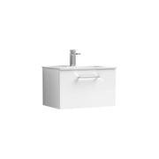 Nuie Arno Wall Hung vanity unit with Minimalist basin - 600mm (1 Drawer) Gloss White