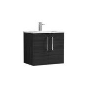 Nuie Arno Wall Hung vanity unit with Minimalist basin - 600mm (2 Doors) Charcoal Black