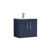 Nuie Arno Wall Hung vanity unit with Minimalist basin - 600mm (2 Doors) Midnight Blue