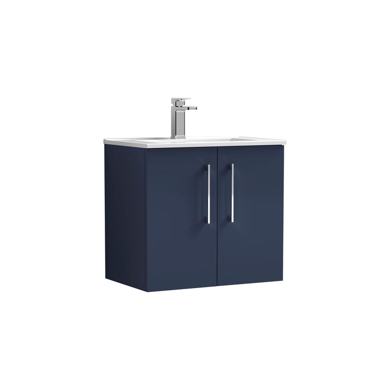 Nuie Arno Wall Hung vanity unit with Minimalist basin - 600mm (2 Doors) Midnight Blue