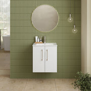 Nuie Arno Wall Hung vanity unit with Minimalist basin - bathroom lifestyle setting