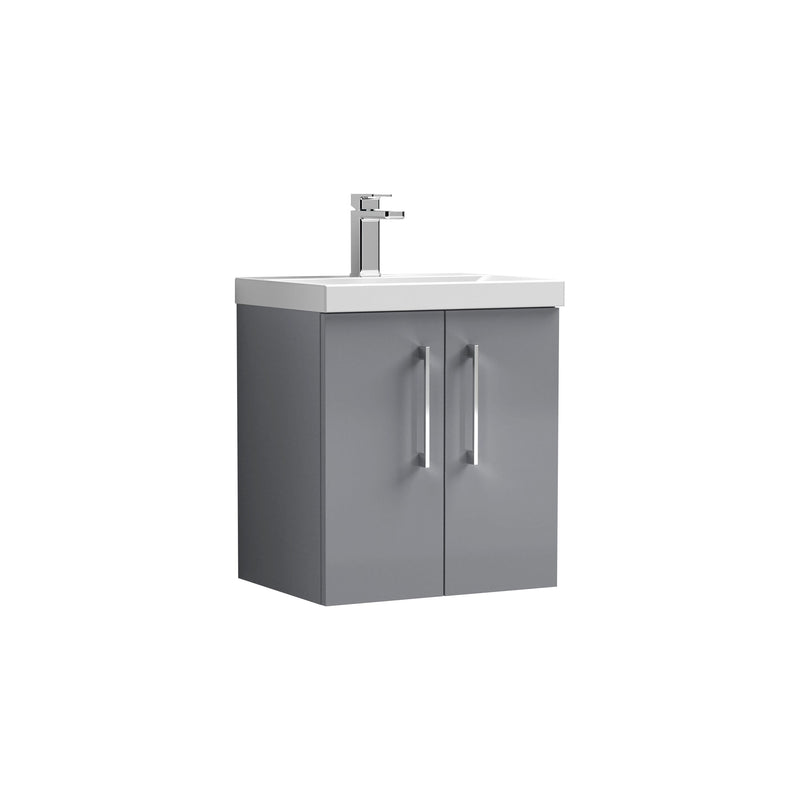 Nuie Arno Wall Hung vanity unit with Thin Edge basin - 500mm (2 Doors) Satin Grey
