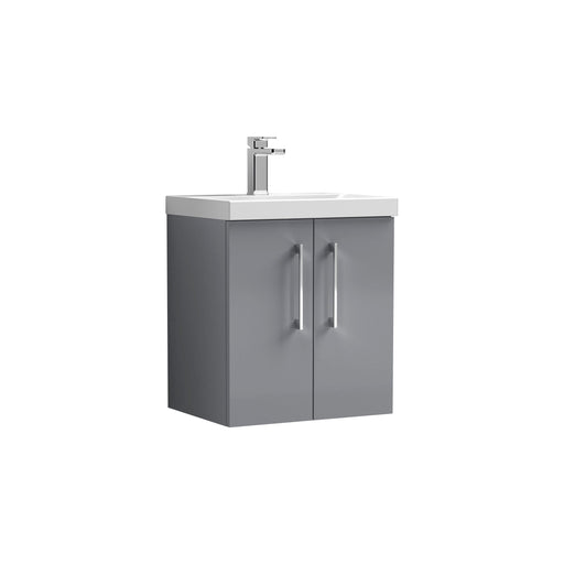 Nuie Arno Wall Hung vanity unit with Thin Edge basin - 500mm (2 Doors) Satin Grey
