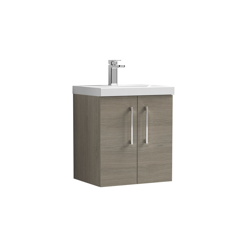 Nuie Arno Wall Hung vanity unit with Thin Edge basin - 500mm (2 Doors) Solace Oak