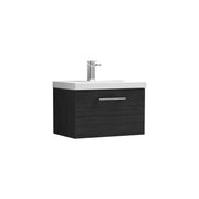Nuie Arno Wall Hung vanity unit with Thin Edge basin - 600mm (1 Drawer) Charcoal Black