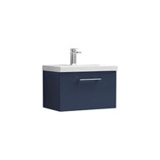 Nuie Arno Wall Hung vanity unit with Thin Edge basin - 600mm (1 Drawer) Midnight Blue