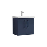 Nuie Arno Wall Hung vanity unit with Thin Edge basin - 600mm (2 Doors) Midnight Blue