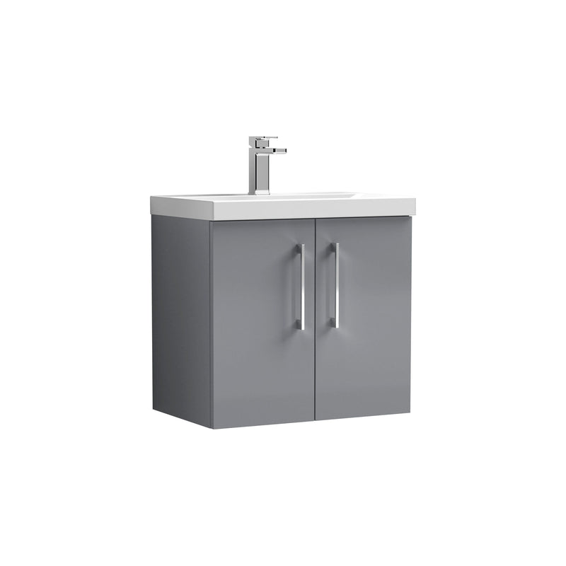 Nuie Arno Wall Hung vanity unit with Thin Edge basin - 600mm (2 Doors) Satin Grey