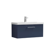 Nuie Arno Wall Hung vanity unit with Thin Edge basin - 800mm (1 Drawer) Midnight Blue