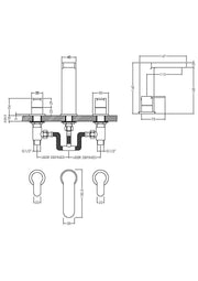 Nuie Arvan 3 Tap Hole Basin Mixer ARV337 dimensions