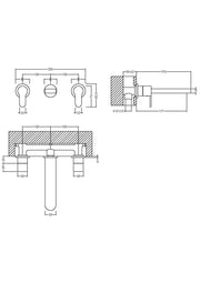 Nuie Arvan 3 Tap Hole Wall Mounted Basin Mixer ARV317 dimensions