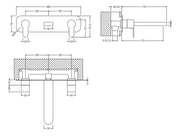 Nuie Arvan 3 Tap Hole Wall Mounted Basin Mixer ARV350 dimensions