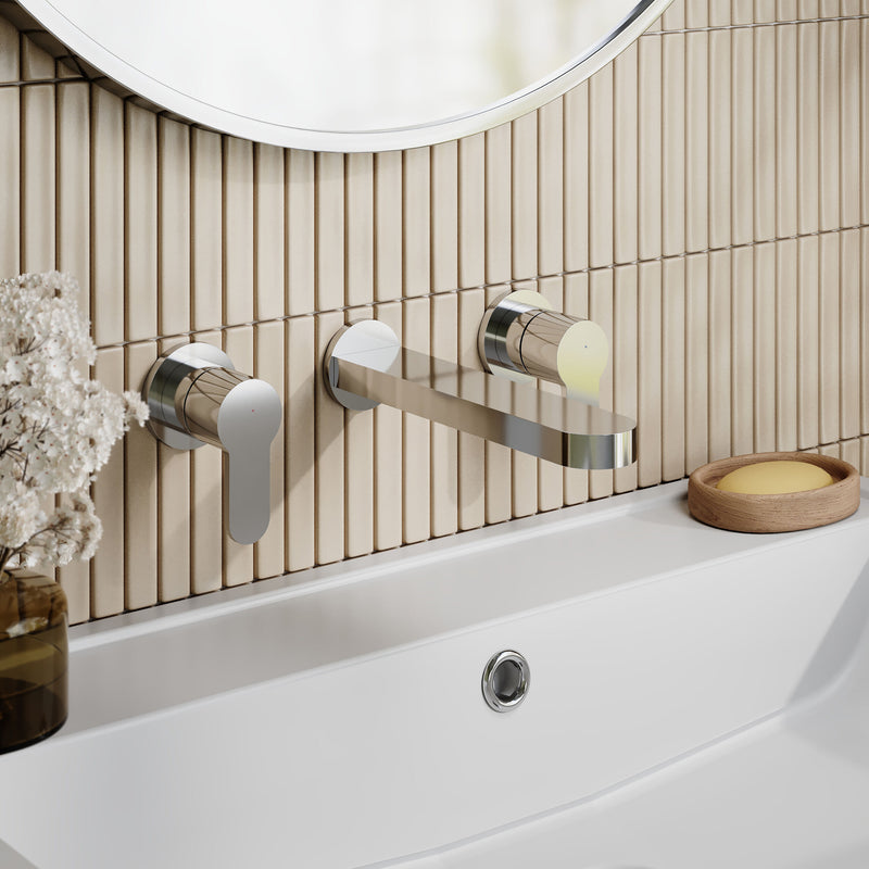 Nuie Arvan 3 Tap Hole Wall Mounted Basin Mixer Chrome ARV317 lifestyle