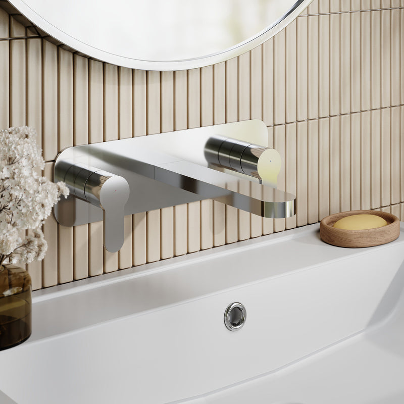 Nuie Arvan 3 Tap Hole Wall Mounted Basin Mixer Chrome ARV350 lifestyle