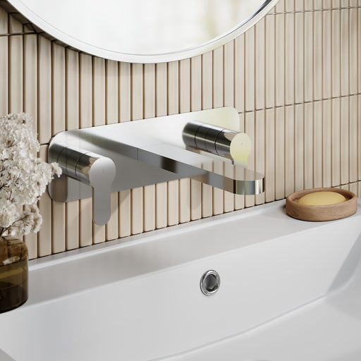 Nuie Arvan 3 Tap Hole Wall Mounted Basin Mixer Chrome ARV350 lifestyle