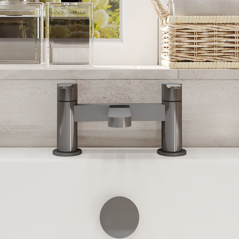 Nuie Arvan Deck Mounted Bath Filler Brushed Pewter ARV703 lifestyle
