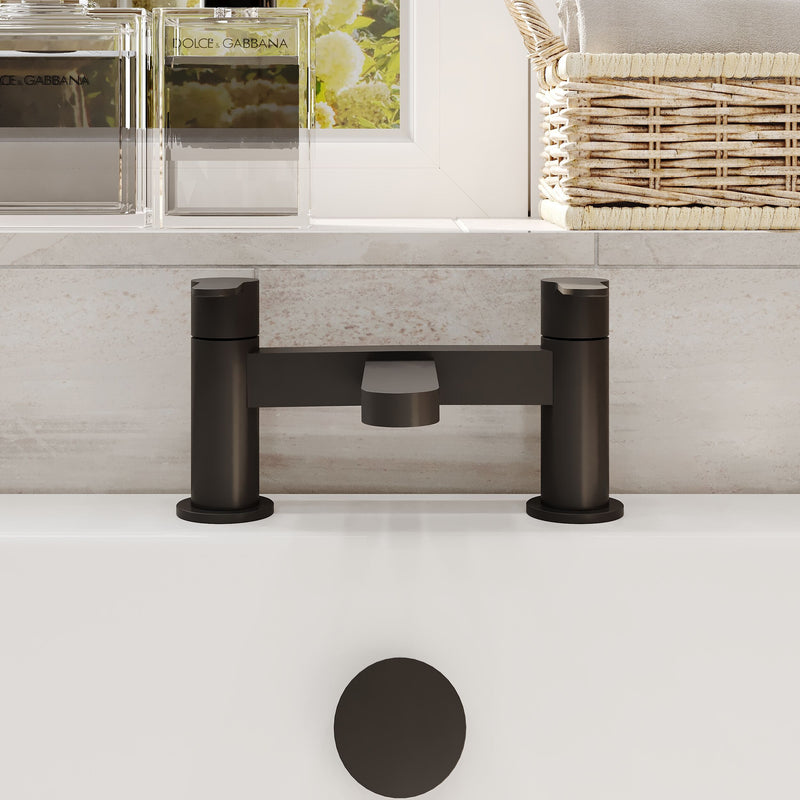 Nuie Arvan Deck Mounted Bath Filler Matt Black ARV403 lifestyle