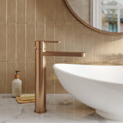Nuie Arvan High Rise Mono Basin Mixer Brushed Bronze ARV1570 lifestyle