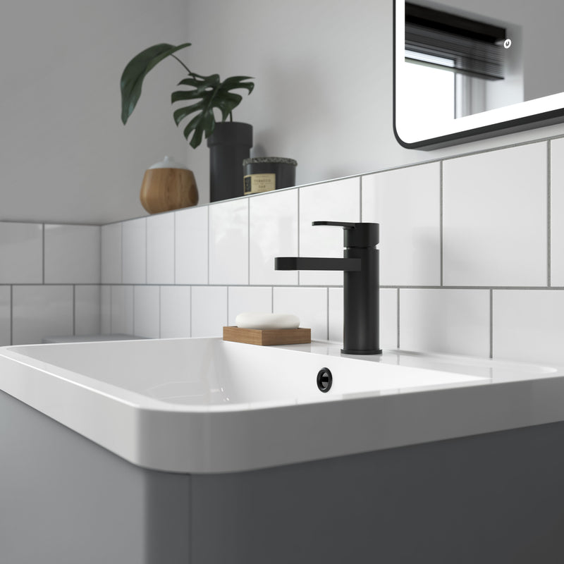 Nuie Arvan Mono Basin Mixer Matt Black ARV405 lifestyle