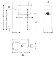 Nuie Arvan Mono Bidet Mixer ARV306 dimensions