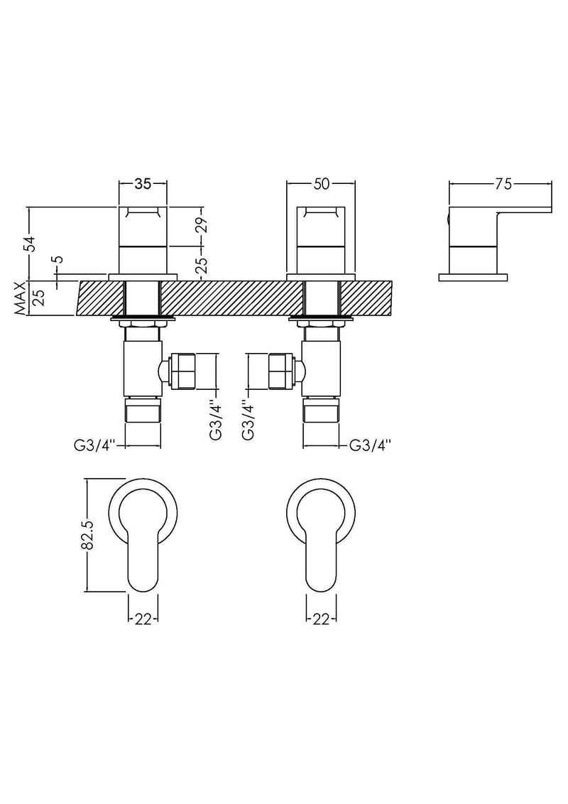 Nuie Arvan Side Valves ARV308 dimensions